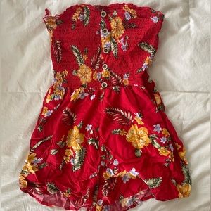 GARAGE Strapless Tropical Romper